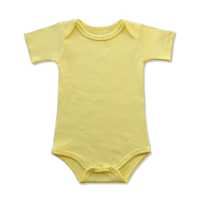 GLEAMING GRAIN Baby Yellow Onsies 100% Cotton Short Sleeve Baby Bodysuits Solid Color Infant Bodysuits for Newborn Baby 3-Pack (Yellow,12M) - Image 2